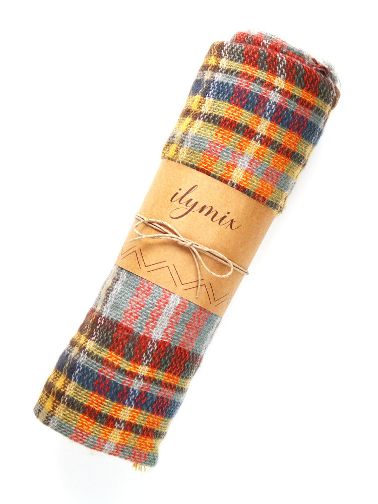 Winter Dreams Plaid Blanket Scarf In Mustard Yellow – Ilymix Accessories