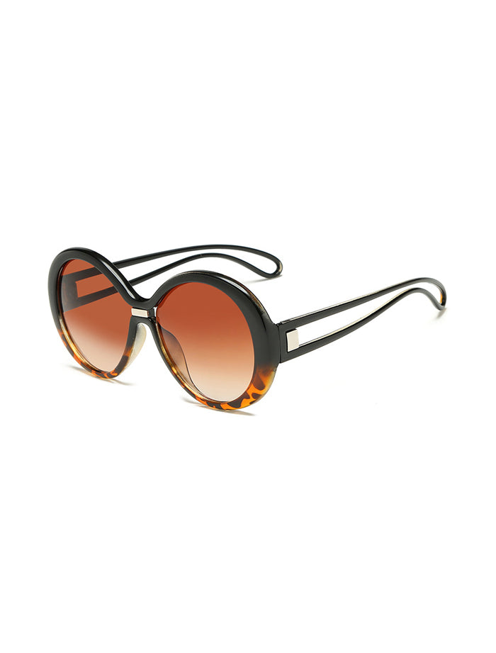 Oversized Round Retro Sunglasses - Brown