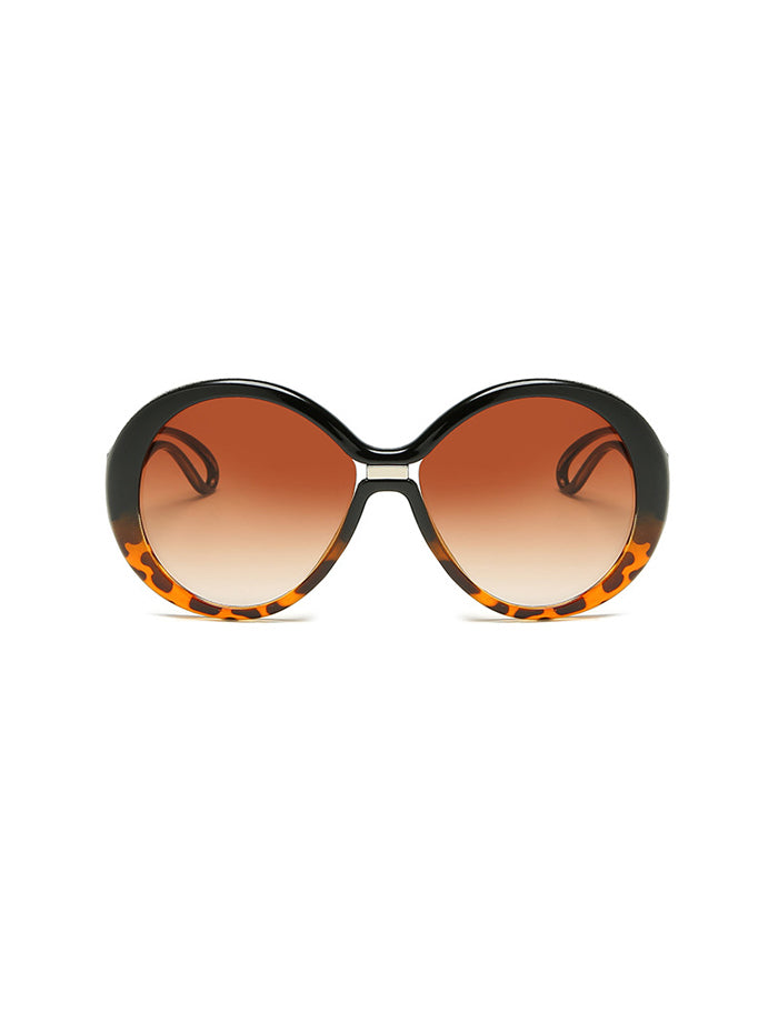 Oversized Round Retro Sunglasses - Brown