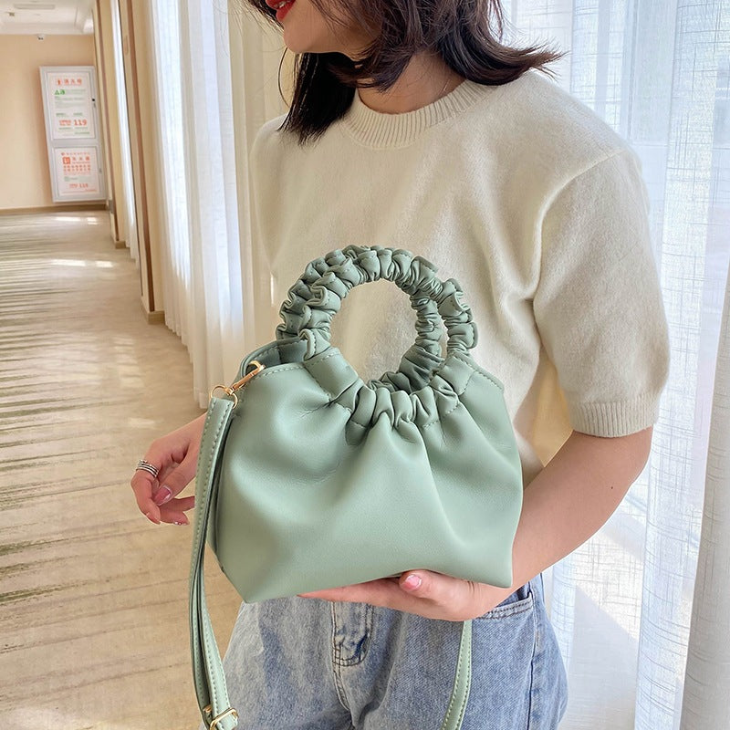 Solid Color Messenger Bag Pleated Texture Crossbody Bag