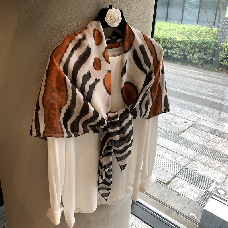Elegant Summer Silk Scarf with Lightweight Shoulder Wrap
