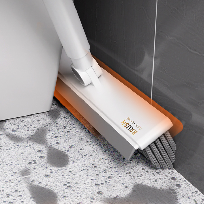 Floor Scrub Brush 2-in-1 Cleaner with Scraper V-Shaped Bristles