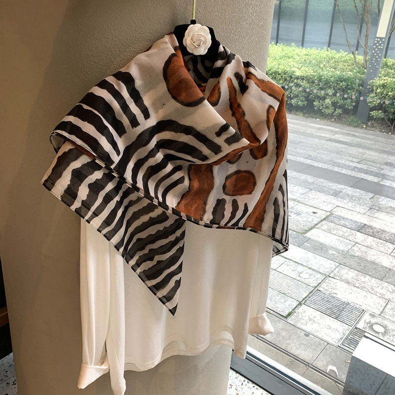 Elegant Summer Silk Scarf with Lightweight Shoulder Wrap