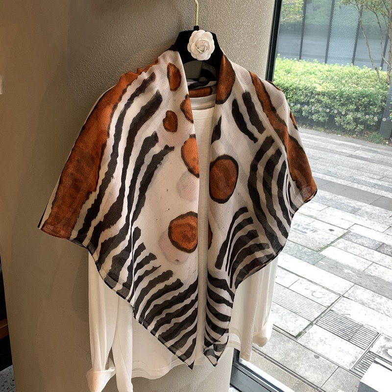 Elegant Summer Silk Scarf with Lightweight Shoulder Wrap