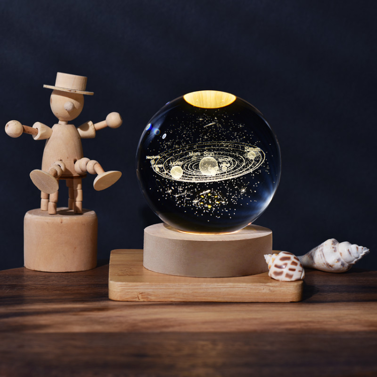 Solar System Milky Way Moon 3D laser Crystal Ball Lamp