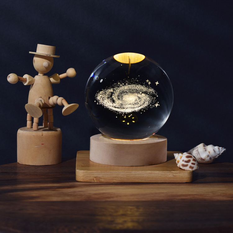 Solar System Milky Way Moon 3D laser Crystal Ball Lamp