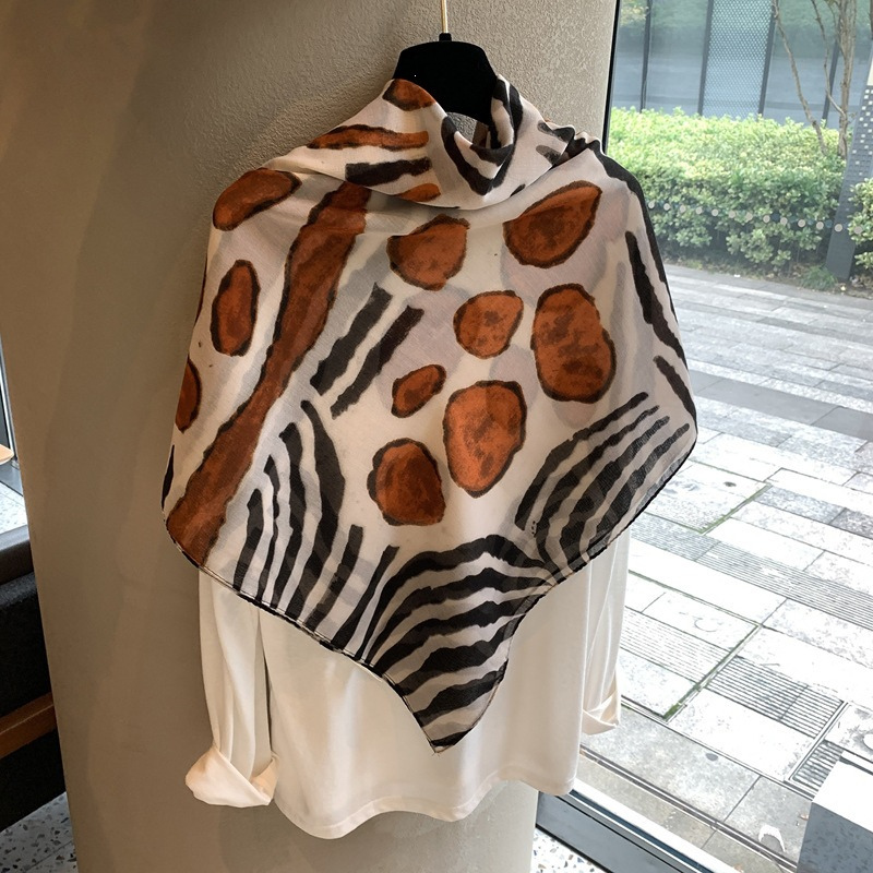 Elegant Summer Silk Scarf with Lightweight Shoulder Wrap