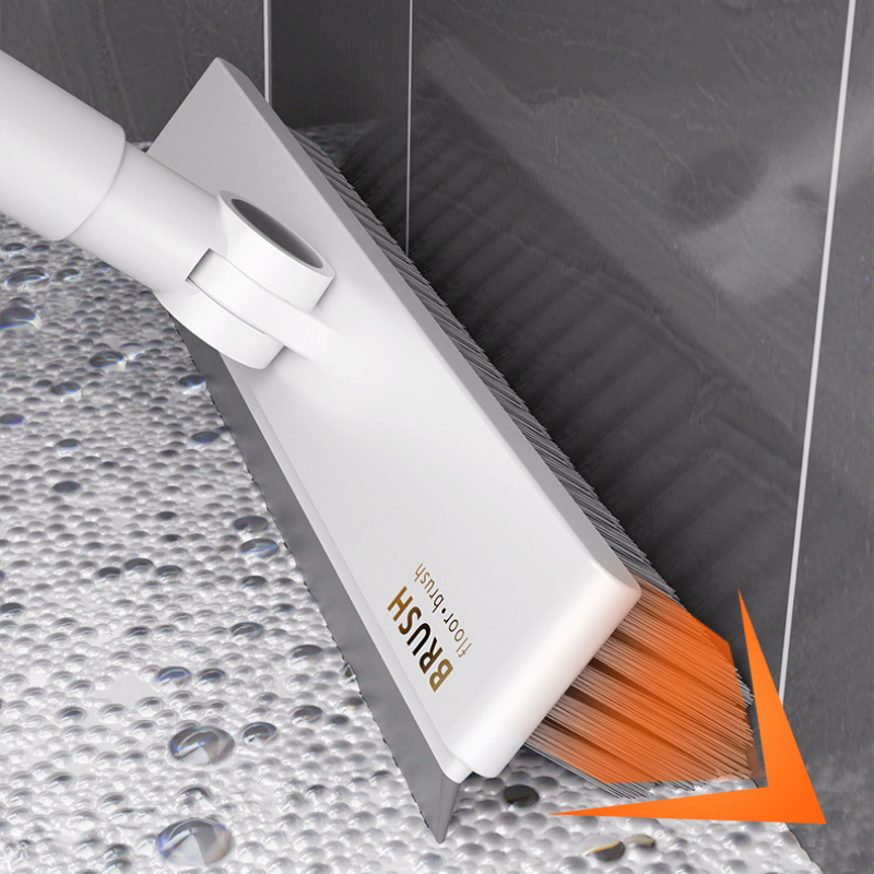 Floor Scrub Brush 2-in-1 Cleaner with Scraper V-Shaped Bristles