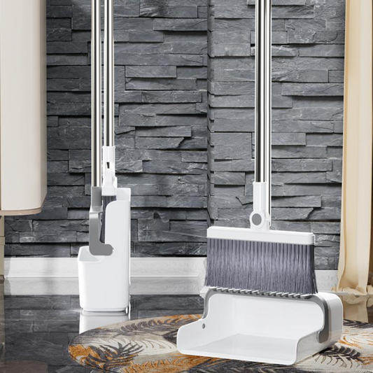 Long Handle Standing Broom and Dustpan Set