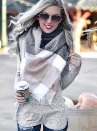 Cozy Warm Blanket Scarf In Pale Pink