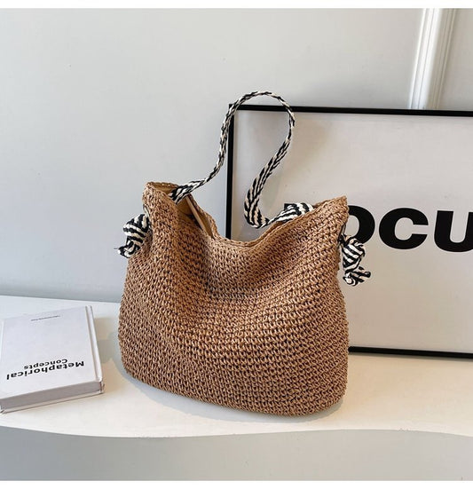 Woven Bag Straw Shoulder Bag Beach Casual Tote Bag