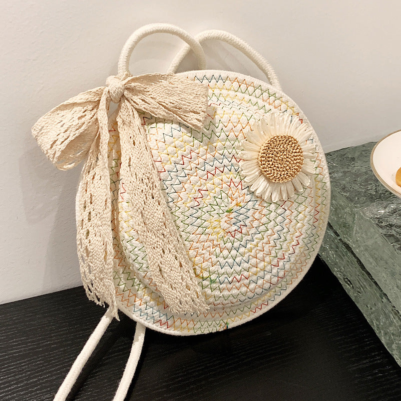 Bags for Women Cute Summer Flower Straw Bag Crossbody Round Bag
