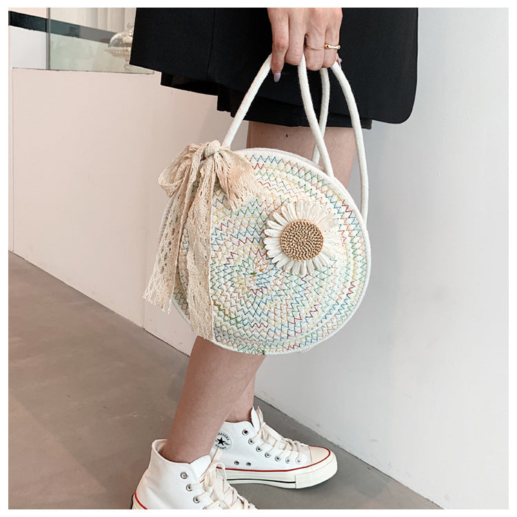 Bags for Women Cute Summer Flower Straw Bag Crossbody Round Bag