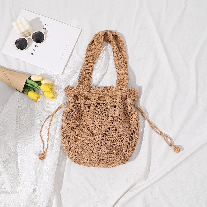 Woven Bag Summer Shoulder Flower Straw Bag Beach Tote – Ilymix Accessories