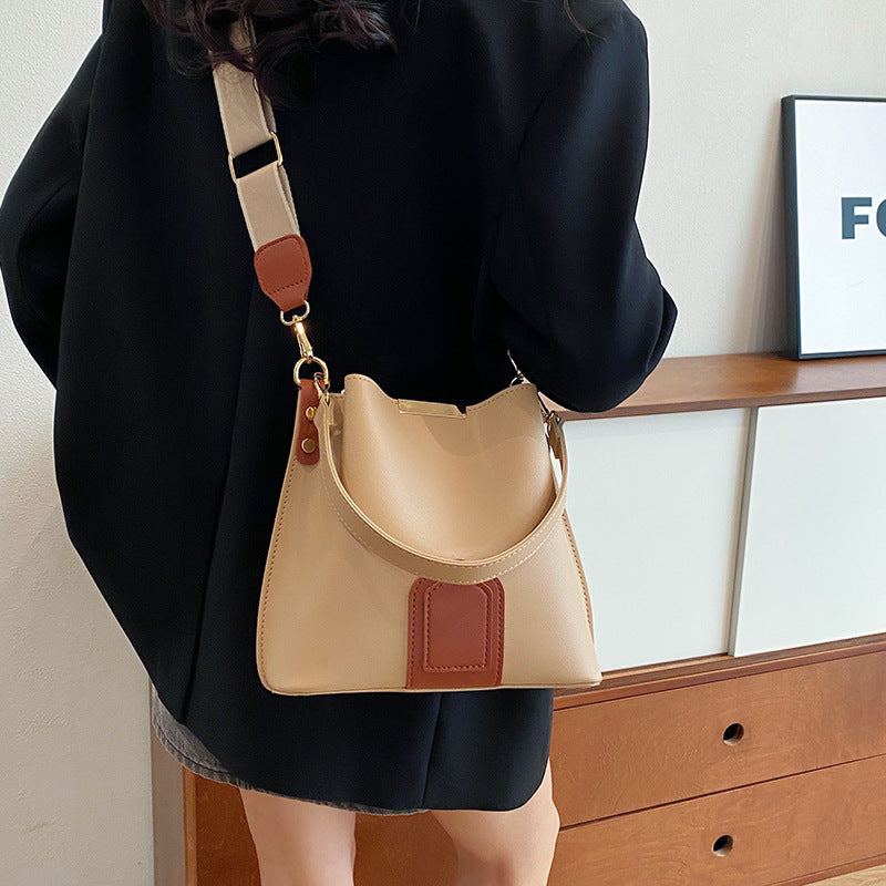 Casual Chic Bucket Bag Wide Shoulder Strap Messenger Bag