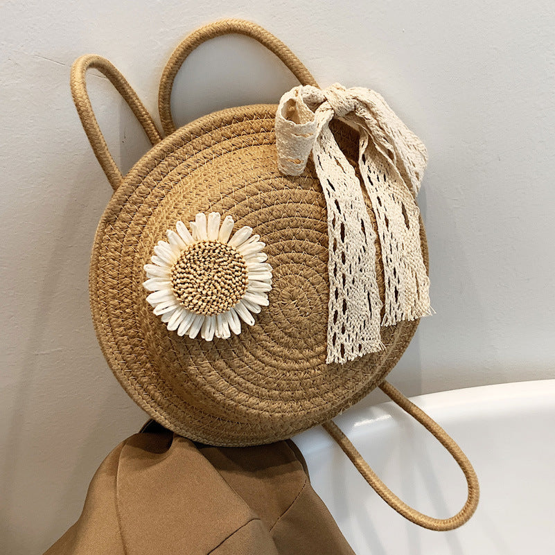 Bags for Women Cute Summer Flower Straw Bag Crossbody Round Bag