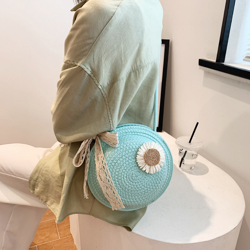 Bags for Women Cute Summer Flower Straw Bag Crossbody Round Bag