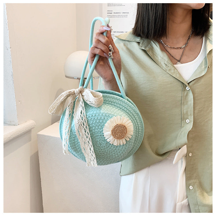 Bags for Women Cute Summer Flower Straw Bag Crossbody Round Bag