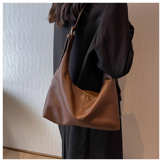 Soft Leather Hobo Shoulder Bag for Women - Casual Everyday Tote