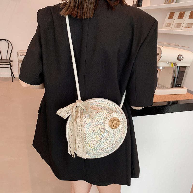 Bags for Women Cute Summer Flower Straw Bag Crossbody Round Bag