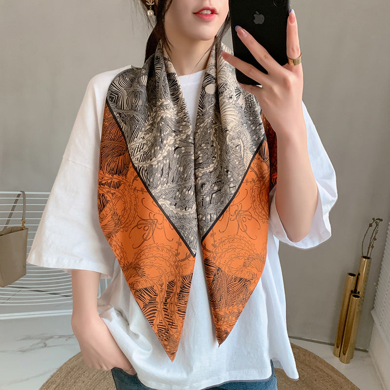Spring Stylish Silk Scarf Retro Design Women Chic Scarf – Ilymix