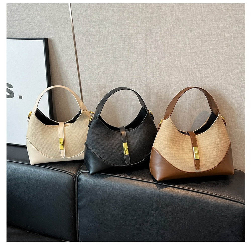 Crescent hobo bag in white, black and coffee
