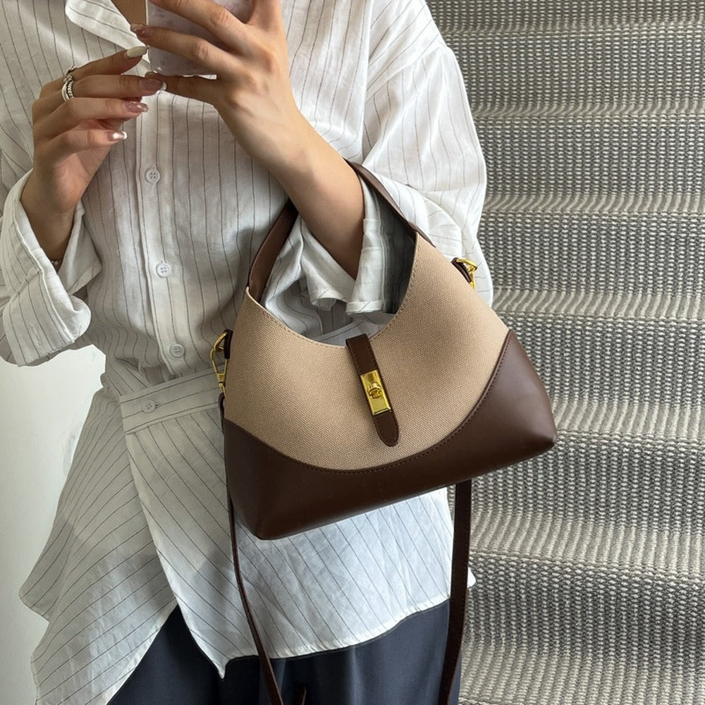Coffee two-tone hobo bag