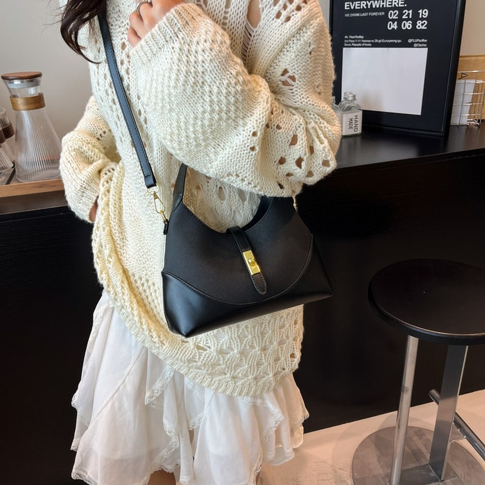 Black crescent hobo bag
