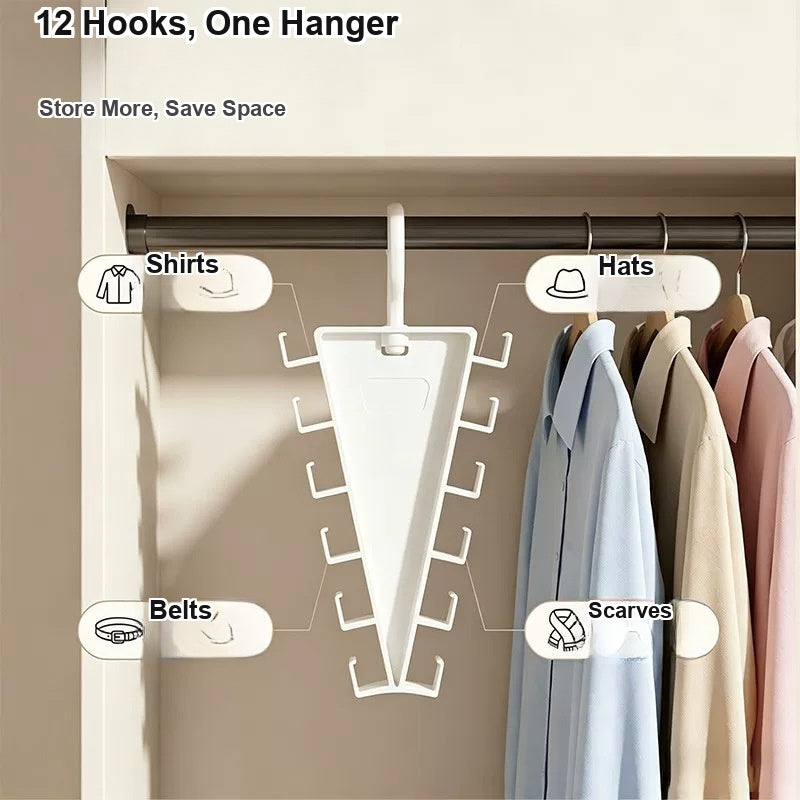 V-Shape Non-Crush Hanger with 12 Storage Hooks