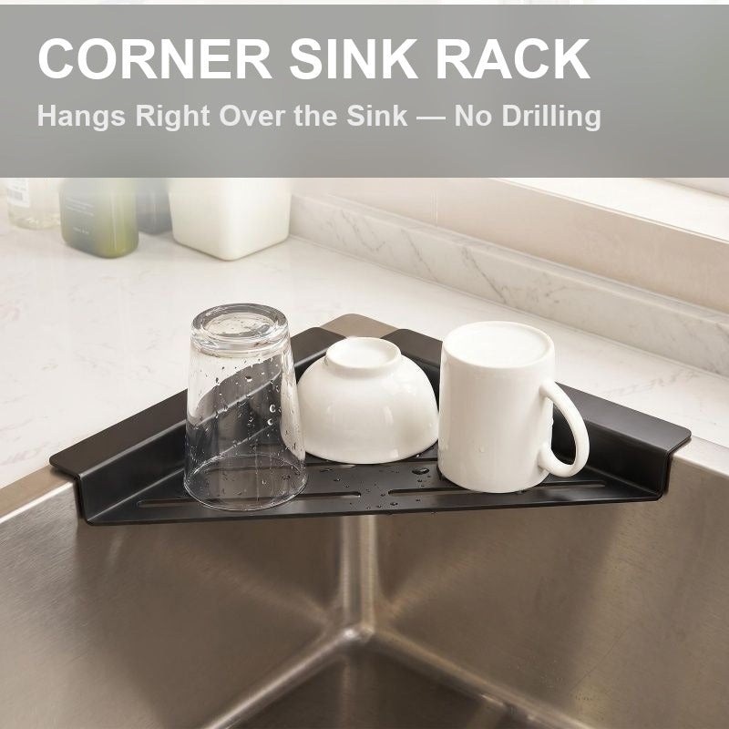 No-Drill Corner Sink Organizer Rack