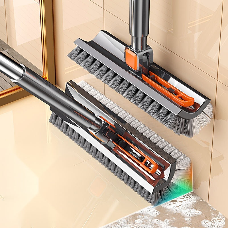 V-Shape Double-Sided Tile & Grout Scrub Brush, 49-Inch Extendable Handle