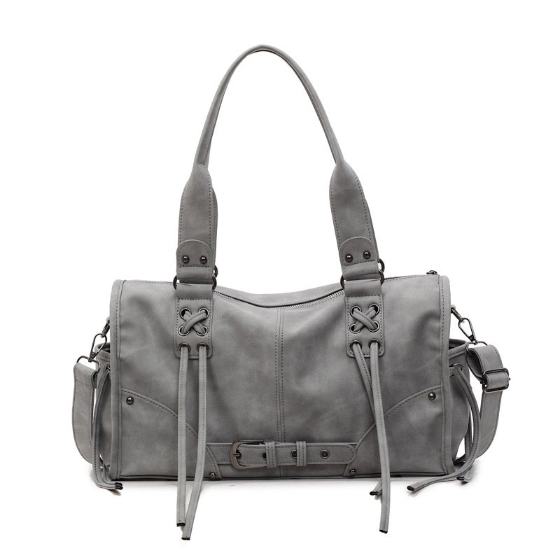 Moto Buckle Tote Bag for Women - Washed Gray