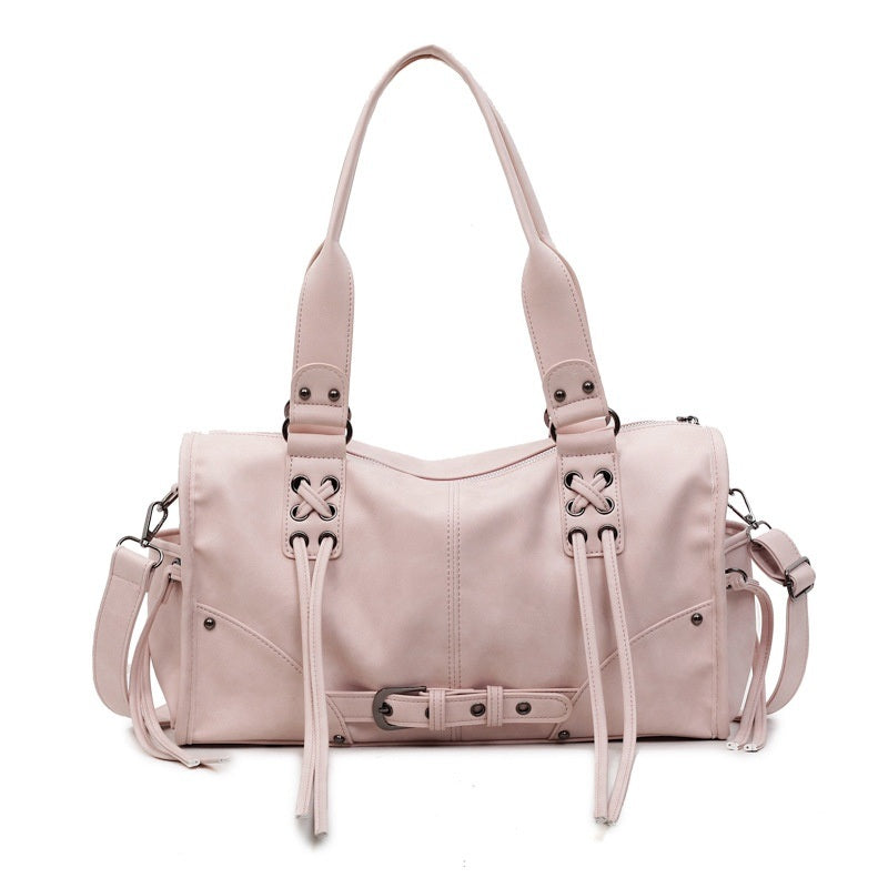 Moto Buckle Tote Bag for Women - Washed Pink