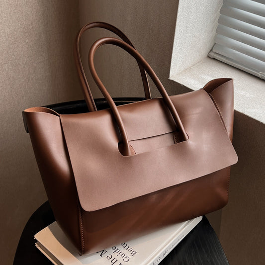 Oversized Flap Tote Bag for Women - Structured Work Shoulder Bag