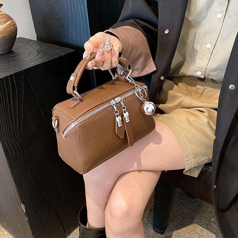 Boston Top-Handle Bag for Women - Zip Satchel with Detachable Crossbody Strap