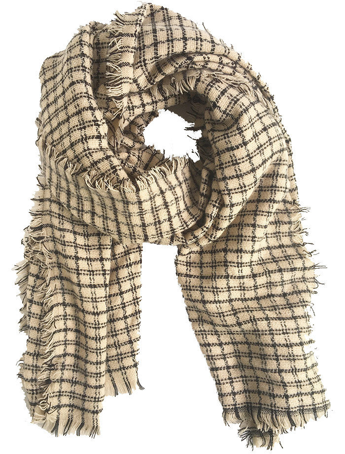 Missing You Small Plaid Scarf In Ivory