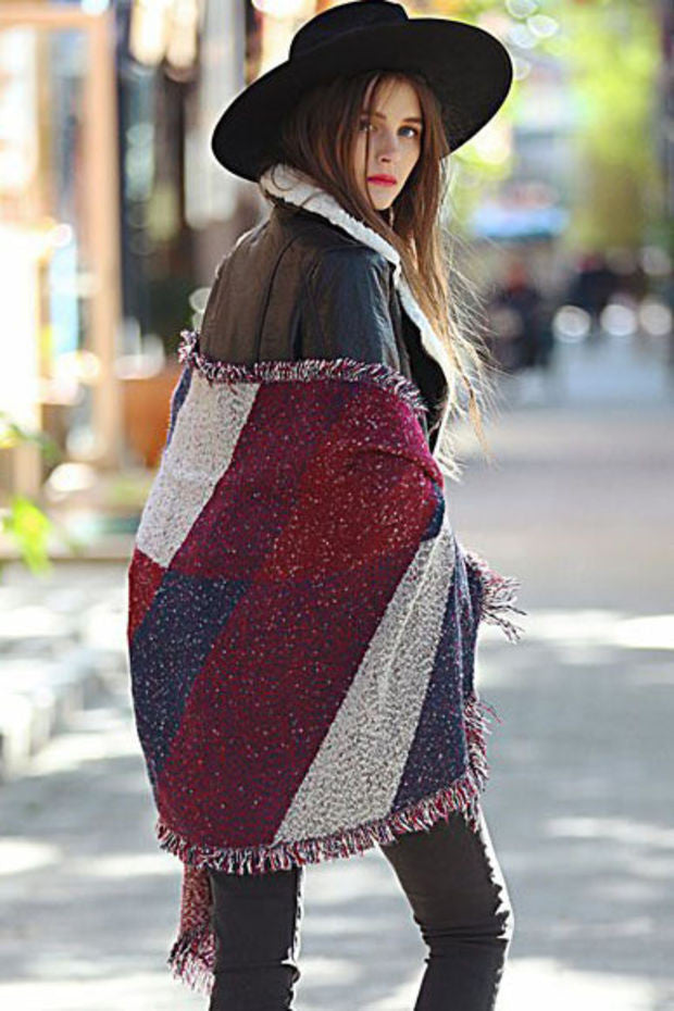 Red Retro Fringed Scarf