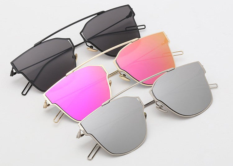 Modern Metal Mirrored Lens Pantos Sunglasses