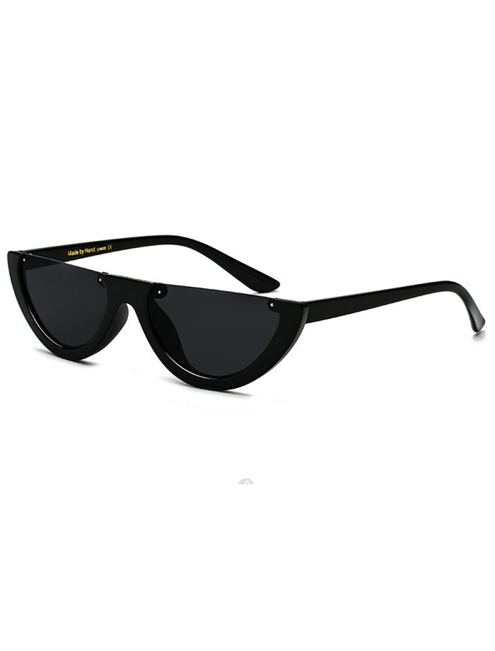 Retro Half Circle Rimless 90's Sunglasses Black