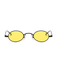 Retro 1990's Small Oval Metal Sunglasses Yellow