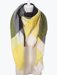 Winter Dreams Plaid Blanket Scarf In Black Yellow