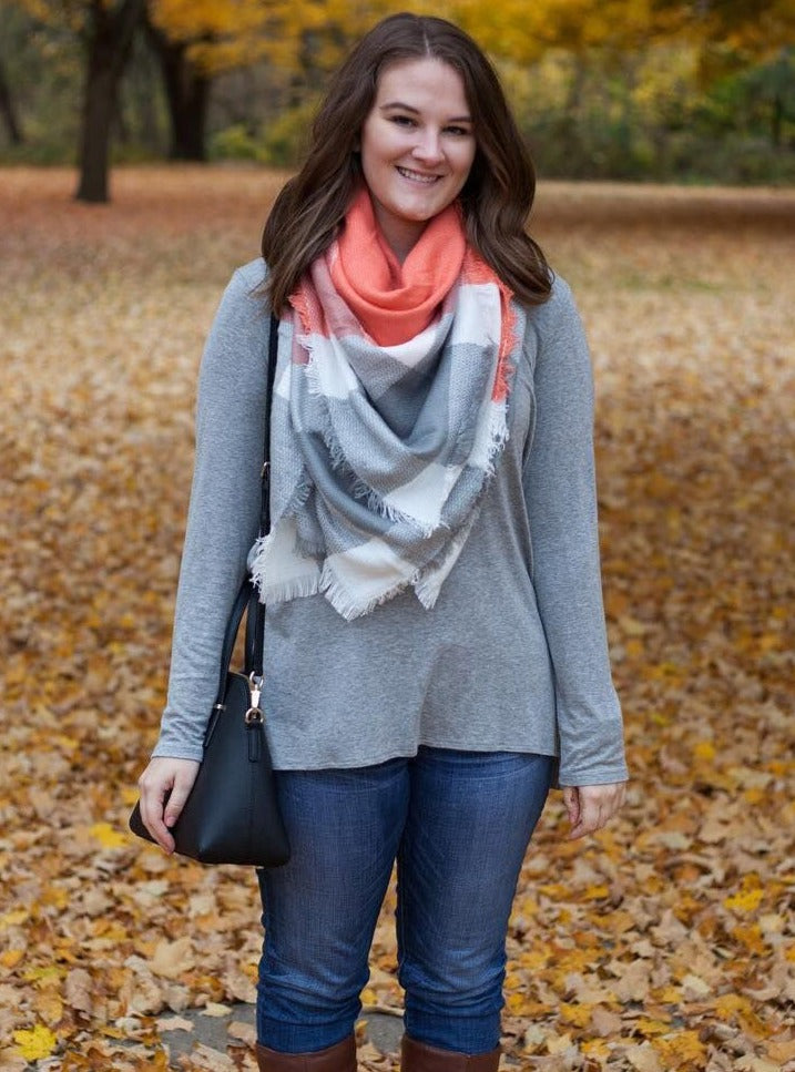 Pink and deals gray blanket scarf