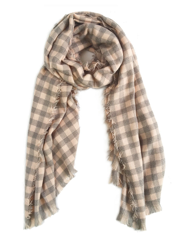 Blush Pink Check Scarf