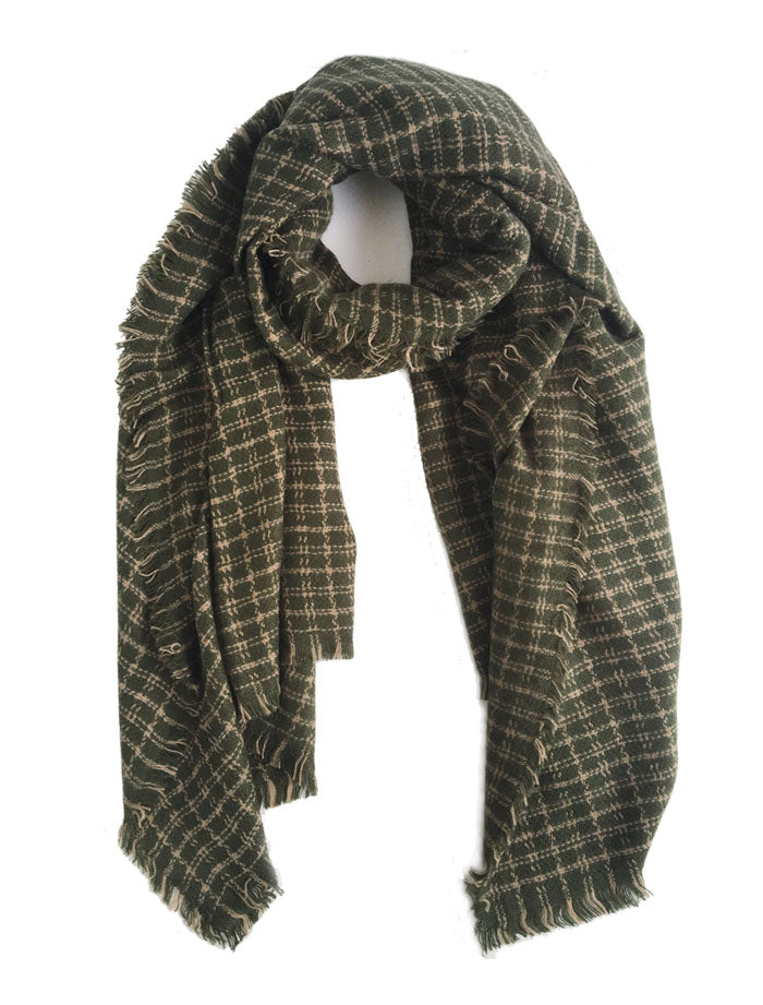 Missing You Small Plaid Scarf In Dark Green