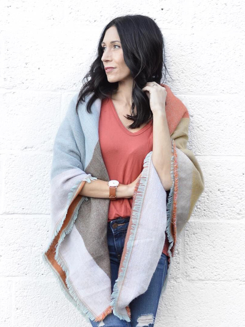Color Block Blanket Scarf 