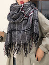 Fringed Plaid Oblong Scarves