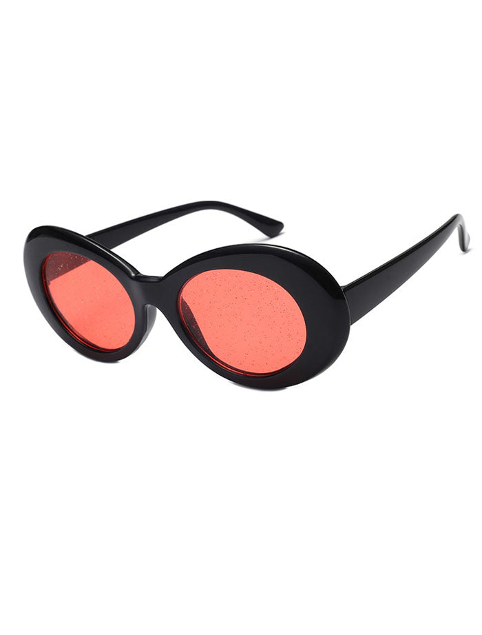 Clout Oval Glitter Lens Sunglasses 