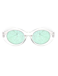 Clout Oval Glitter Colored Lens Sunglasses