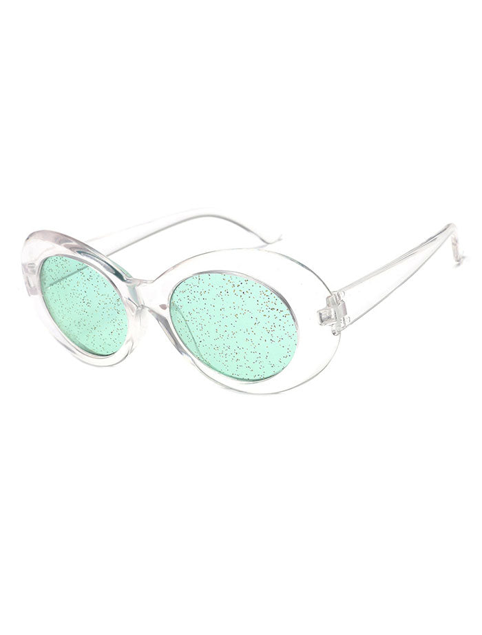 Clout Oval Glitter Colored Lens Sunglasses
