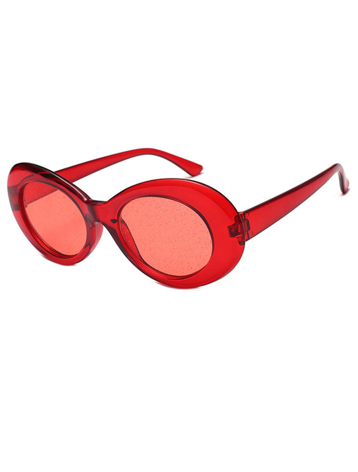 Oval red store lens sunglasses